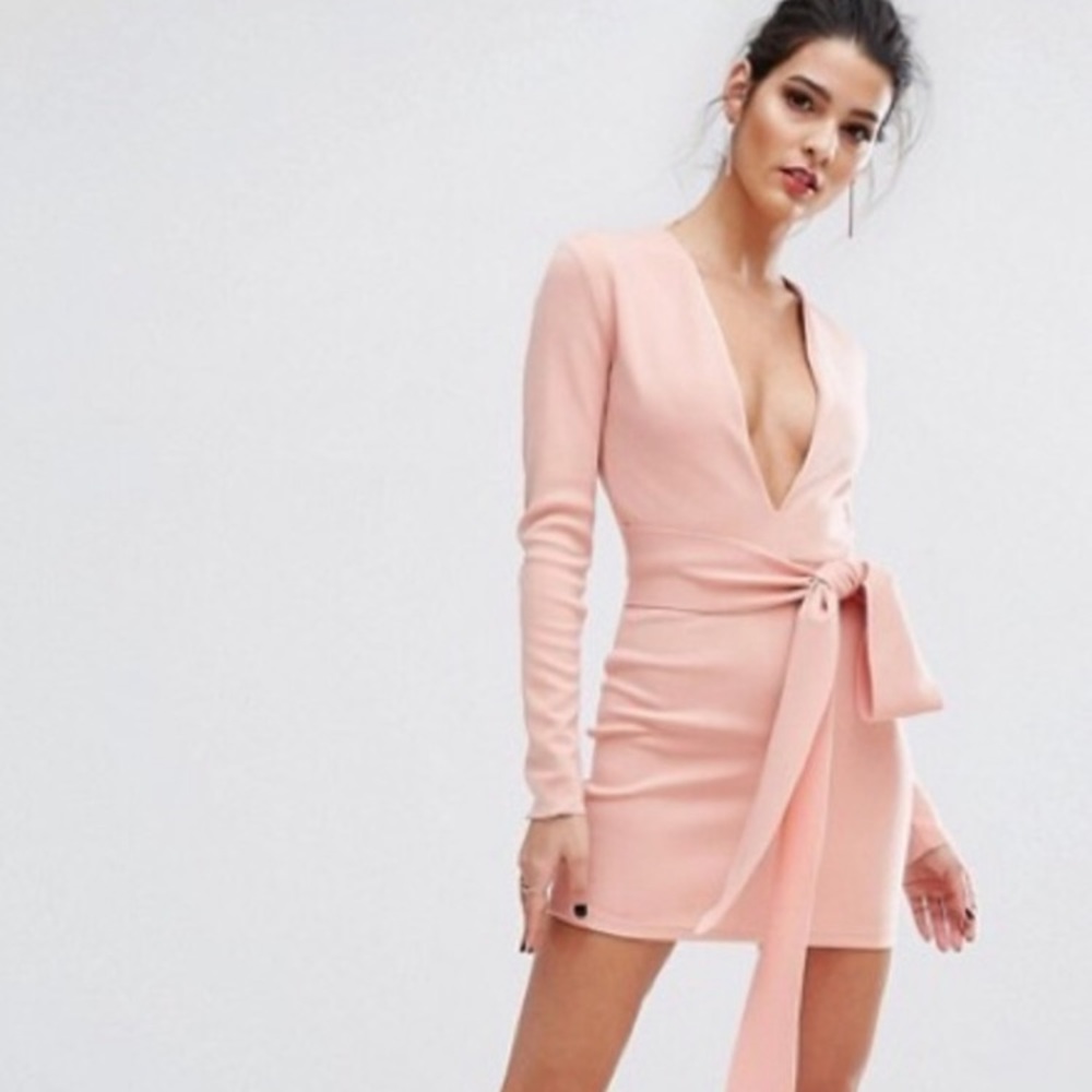 Bec & Bridge cocktail glam sexy plunge pink dress
